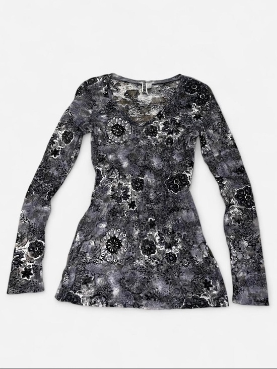 BKE Tops - BKE VTG Y2K Sheer Floral Mesh Long Sleeve Top